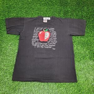 Vintage 90s Funny Teacher Shirt Womens XL 22x25 Humor Black